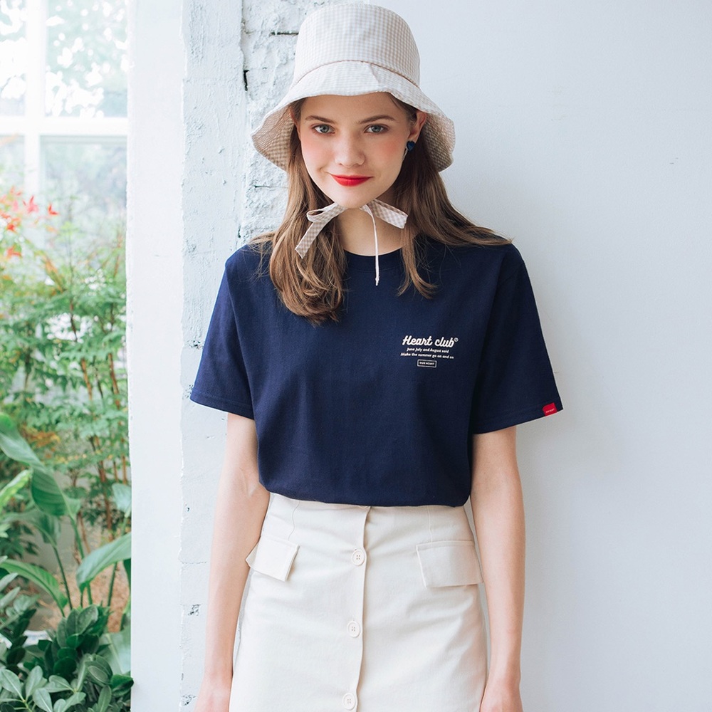 MIXXMIX Heart Club Brand Print T-Shirt